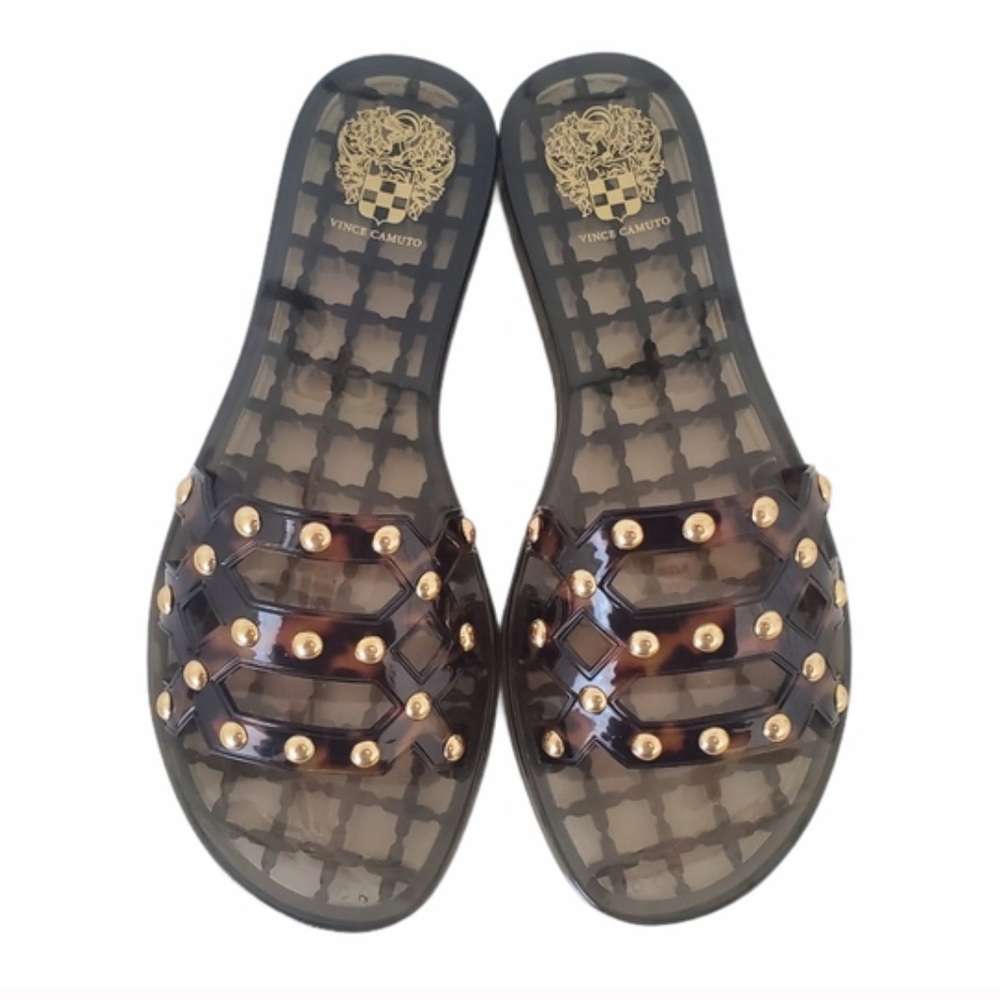 VINCE CAMUTO Slip on slides nwot VP Carron Tortoise Jelly Slides